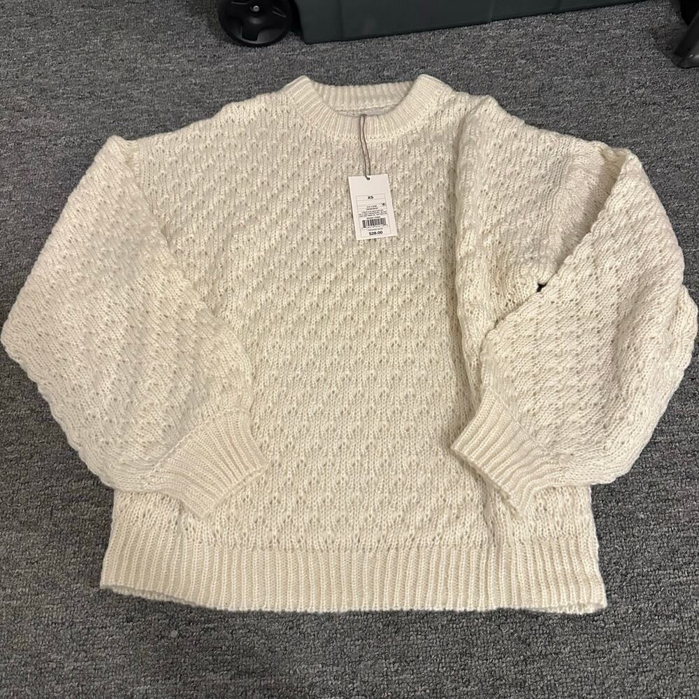 Women' Crewneck Textured Pullover Sweater - a New Day™ Small White